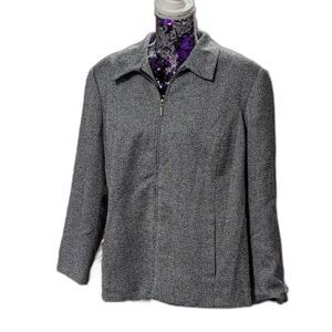 Emma James Size 16W Black & White Micro-Chevron Full Zip Sports Jacket Blazer